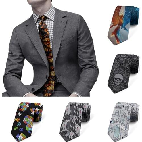 Fashion Mens Casual Tie Animal Pattern Funny Necktie Daily Wear Shirt Accessories For Party 8cm Width Polyester Slim Neck Ties