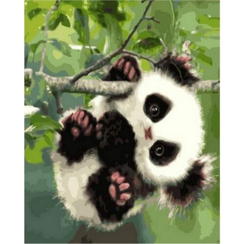 Frameless diy painting by numbers animals picture by numbers for home decor PBN for living room 4050cm little panda