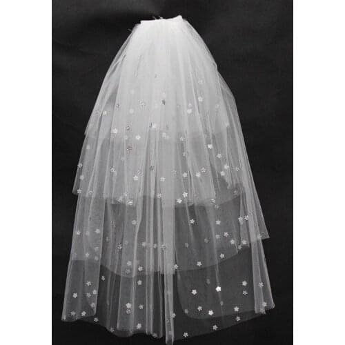 New Fashion Wedding Veil Elbow Length Custom Made Tulle Appliqued Multi-Layers Bridal Veil