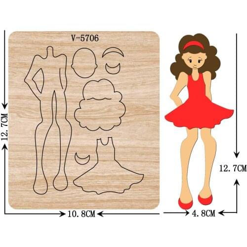 New girl wooden dies cutting dies for scrapbooking Multiple sizes V-5706