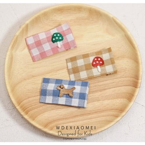 New Cute Hair Clip Barrette Girls Woman Sweet Hairgrips Cartoon Embroidery Mushrooms Dog Hairpins Kids Hair Pin Accessories Gift