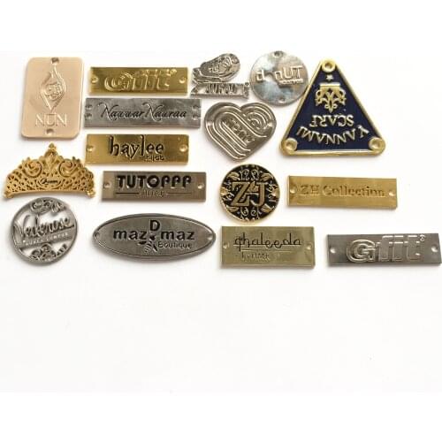 Very Cheaper High Quality Custom Shape Sewing Metal Clothes Label For Swimwear