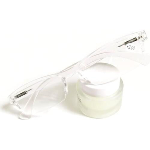 Men Women White Clear Rimless Resin Presbyopia Reader Eyeglasses Plastic Frame Reading Glasses Diopter 1.0 2.0 to 4.0 016