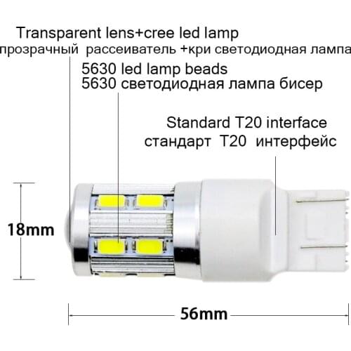 Wholesale 100piece W21/5W 580 7443 DC12V Car Brake Light Turn Signal Lamp 5630 1cree lens Auto white 6000k red tail stop Bulb
