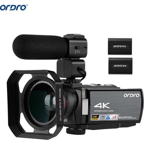 ORDRO HDV-AE8 4K WiFi Digital Video Camera Camcorder DV Recorder 30MP 16X Digital Zoom IPS LCD Touchscreen
