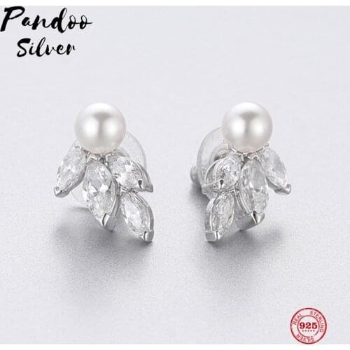 PANDOO Fashion Charm Sterling Silver Original 1:1 Copy, LOUISON PEARL Elegant Chic Stud Earrings Women Luxury Jewelry Gifts