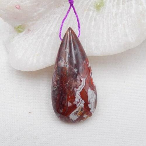 Semi-precious stones Natural Gemstone Crazy Lace Rosetta Stone fashion pendant jewelry making 39x19x8mm7.9g