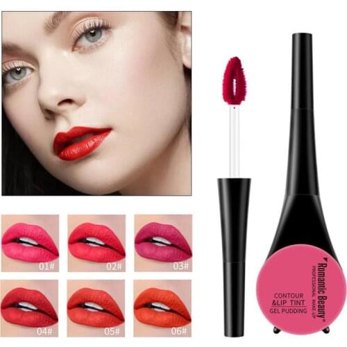 Romantic Beauty Liquid Lipstick Double-headed Waterproof Matte Silky Lip Gloss Long-lasting Lip Glaze Blush Lip Makeup TSLM2