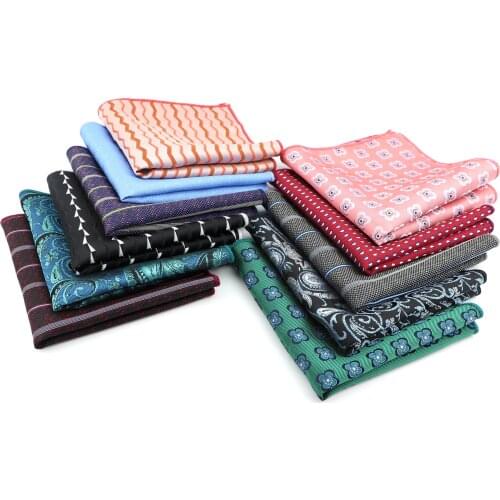 Luxury Mens Polyester Handkerchief Vintage Striped Hanky Man Paisley Floral Jacquard Woven Pocket Square Business Wedding Party