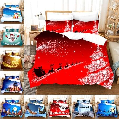 Christmas Series Duvet Cover Set 3D Reindeer/Santa Claus/Christmas Tree /Snowman Printing Comforter cover with Pillowcase 2/3Pcs
