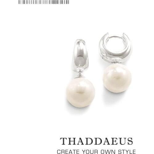 Pearl Creole Hinged Hoop Earrings,Europe Style Glam Fashion Good Jewerly For Women,2017 Gift In 925 Sterling Silver