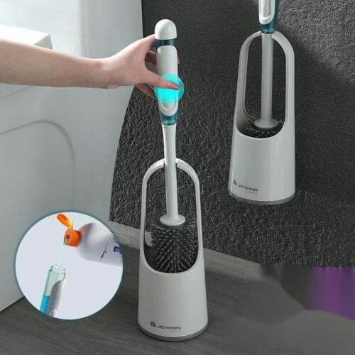 Silicone Toilet Brush With Cleaning Tube No Dead Corners Wash Toilet Set Household Floor Cleaning Bathroom Accessories