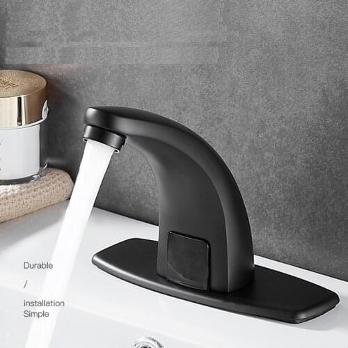 MTTUZK 59# Brass Deck Mounted Black Sensor Faucet Integrated type Automatic Sensor Tap Wash Basin Touchless infrared Faucet