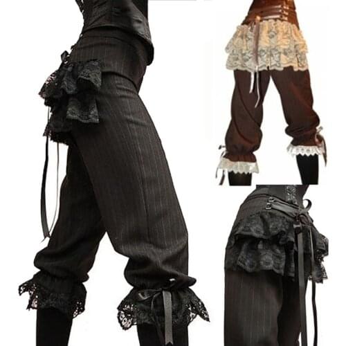 Medieval Viking Pirate Costume Capris Lace Pants Women Gothic Steampunk Corsair Half Trouser Festival Retro Outfit For Lady