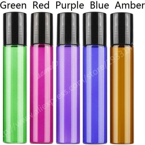 500pcs/lot 10ML Glass Essential Oil Roller Bottles Glass Roll on Balls Aromatherapy Perfumes Lip Balms Glass Bottle Vial