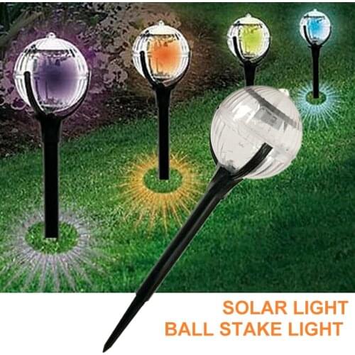 LED Pathway Light Color Changing Solar Ball Stake Light Garden Lamp Decor