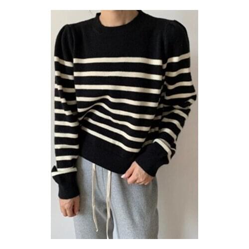 Thick Striped Knitted Korean Style Fashion Pullovers For WomenS Ladies Autumn Winter 2021 Clothes Women Sweater Tops Blouse
