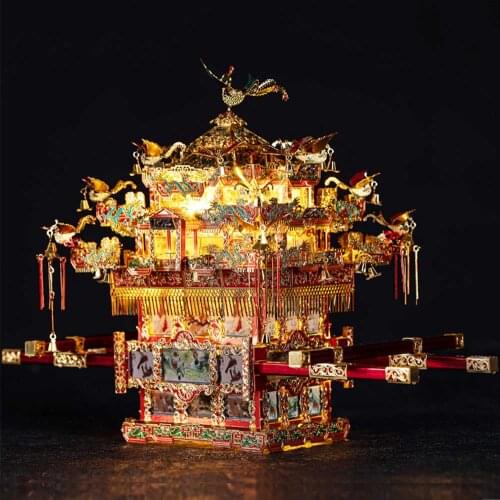 Chinese Traditional Style Wedding Decoration Gifts Phoenix Crown Sedan Chair Bedroom Table Ornametns Handmade DIY Wood Kits