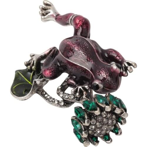 YACQ Frog Brooch Pin CZ Cubic Zirconia Halloween Party Jewelry Gifts Decoration for Women Girls Her Wife Mom WB95 Dropshipping