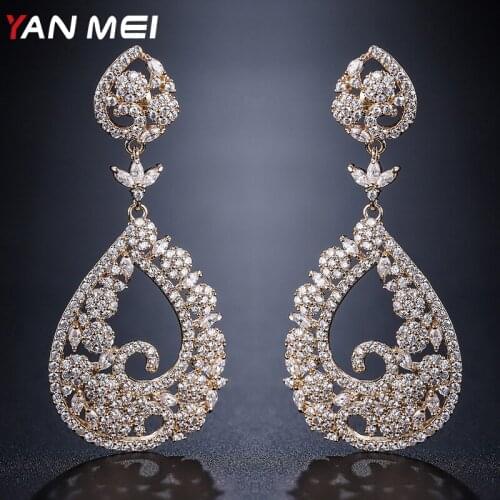 YANMEI Rhinestone Oval Dangle Earrings For Women Geometric Luxury New Arrival Earring Fashion Brincos Jewelry YME9048
