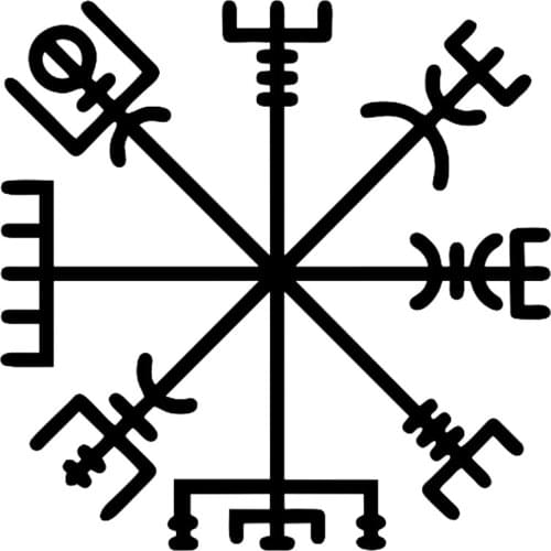 15X15cm Viking Rune Vegvisir Talisman Funny Car Sticker and Decal Silver/black Vinyl Auto Car Stickers