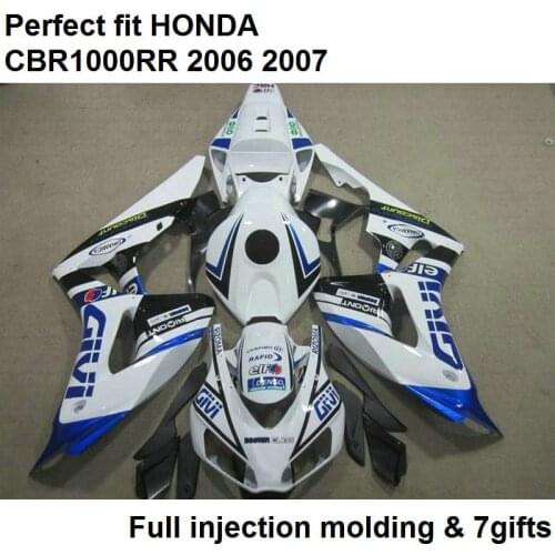 Aftermarket body parts for Honda fairings CBR1000RR 06 07 white motorcycle fairing kit CBR 1000RR 2006 2007 MQ37