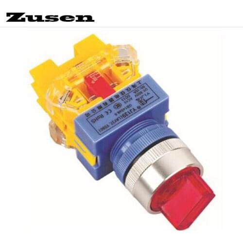 Zusen 22mm led light selector switch 2 position ON/OFF lock push button switch