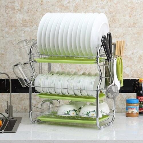 3 Tiers Dish Drying Rack Drainer Plate Holder Storage Shelf Kitchen Organizer Stand Sink Drain Cutting Board Holder Drainboard