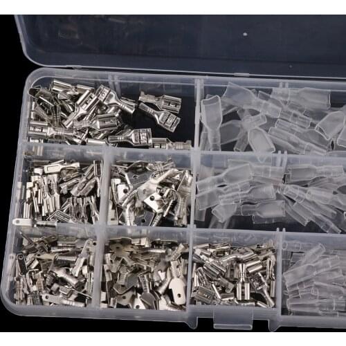 270 Pieces Female & Male Terminals Wire Crimp Connectors Spade 2.8mm 4.8mm 6.3mm