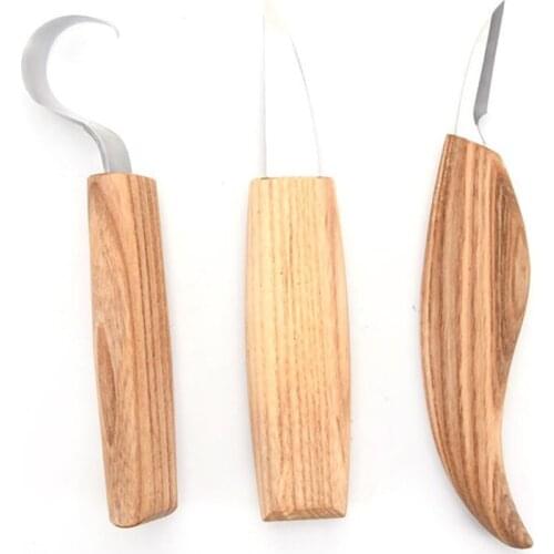 3pcs Stainless Steel Woodcarving Cutter High Strength Hooked Whittling Cutter Tool Sets Used for Cutting Wooden Spoons