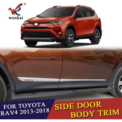 ABS Chrome Accessories Side Door Body Molding Cover Trim 4Pcs For Toyota rav4 2014 2015 2016 2017 2018