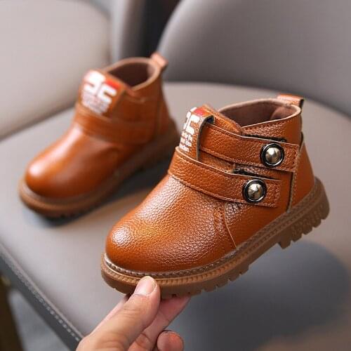 Boys Children Autumn Winter Baby Girls Martin Boots Warm Outdoor Snow Boots Fashion Leather Soft Antislip Infant Toddler Boots