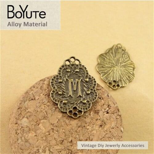 BoYuTe (50 Pieces/Lot) 23*17MM Wholesale Vintage Word Charms Antique Bronze Plated Diy Word M Charms for Jewelry Making