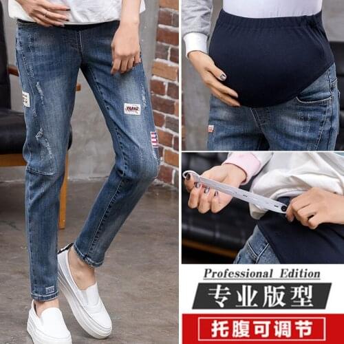 M-5XL Elastic Waist Stretch Denim Maternity Jeans Belly Autumn Spring Pants Clothes for Pregnant Women Pregnancy Pencil Trousers