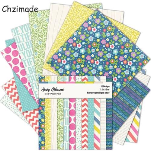 Chzimade 12Pcs Flower Letter Printed Scrapbooking Paper Pack For Card Making Handmade Background Decorative Paper Crafts