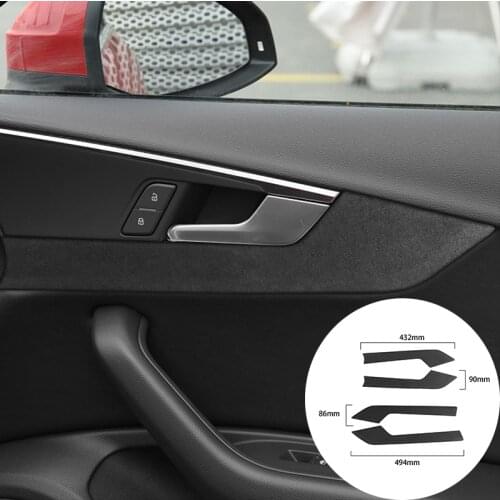 For Audi A4L 2017+ Alcantara Suede Wrap Car Door Hand Panel Strip Cover Trim Door Handles Stickers Internal Accessories Styling