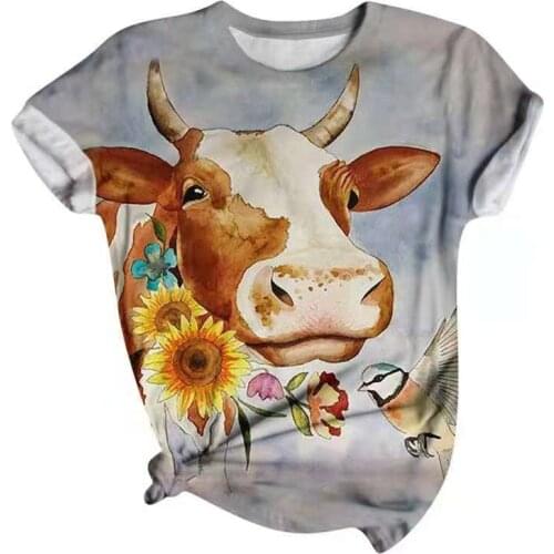 3D animal print O-neck tops T-shirt women tops women ladies short sleeve
