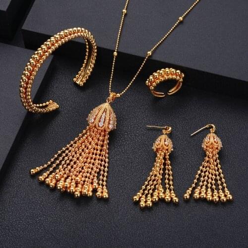 Janekelly African 4pcs Bridal Zirconia Jewelry Sets For Women jewelry sets & more Dubai Nigeria CZ Crystal Wedding Jewelry Sets