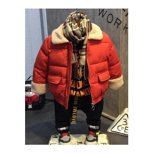 Childrens set baby boy clothing casual fashion Thicken coat + plush sweater+plush jeans 3pcs Boys winter thickening