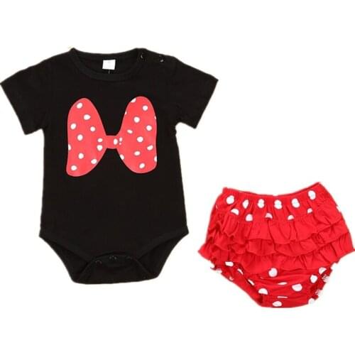 Newborn Baby Girl Short Sleeve Clothes Set Red Dot Romper with Miniskirt 2 pcs Set Children Costumes Baby Shorts Pants Suit Set