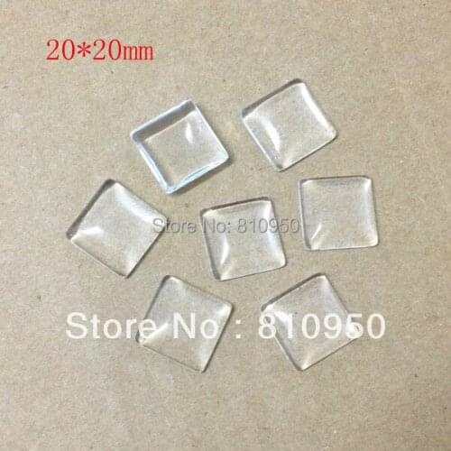 50pcs 20X20mm Clear Domed Magnifying Square Glass Cabochons,Photo Jewelry Pendant Inserts Available For Making Pendants