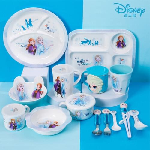 Elsa baby child feeding spoon drinking water cup bowl fork spoon Childrens tableware frozen elsa dispensing baby dishes for kid