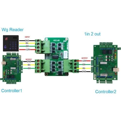 Multi Channel Wiegand format Converter 2In 1out or 1In 2out Automatic recognize WG26~WG80 format suit for access control system
