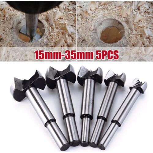 5Pcs/lot Auger Drill Bit Set Hinge Boring Woodworking Hole Saw Cutter Round Shank Wood Tools