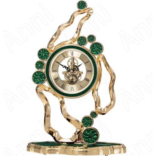 Creativity Mechanical Gear Desk Clock European Classical Enamel Alloy Table Clock Living Room Desktop Ornaments Home Decoration