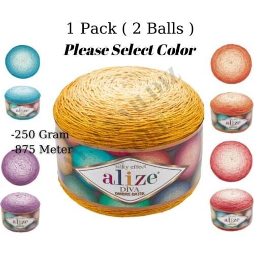 Thread Best Cake Yarn 1 Pack ( 2 Balls) Alize DIVA OMBRE BATIK Hand Knitting Yarn ( %100 Microfiber Acrylic ) Crochet Tool Kit