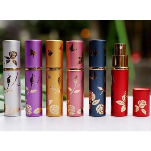 New 100pcs/lot 10ml Portable Mini Refillable Perfume Bottle With Scent Pump Metal Aluminum Empty Cosmetic Containers Spray