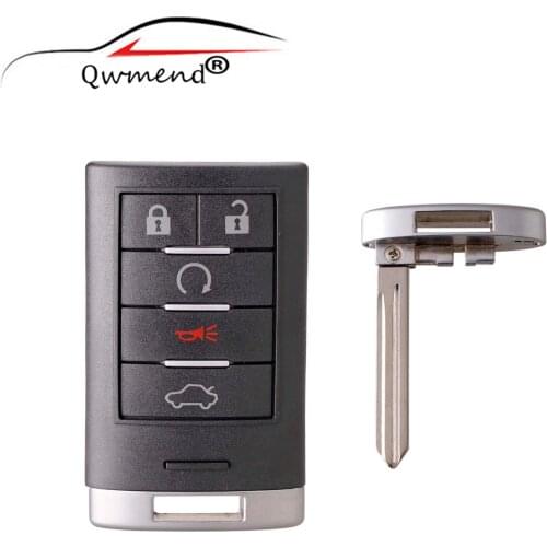 New 5 Buttons Remote Key Fob Case Shell+Key Blank for 2005-2011 Cadillac DTS CTS STS XTS