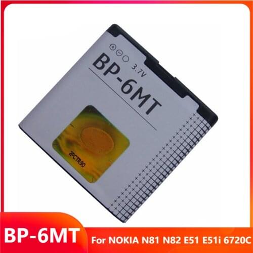 Original Replacement Phone Battery BP-6MT For NOKIA N81 N82 E51 E51i 6720C BP-6MT Geunine Rechargable Batteries 1050mAh
