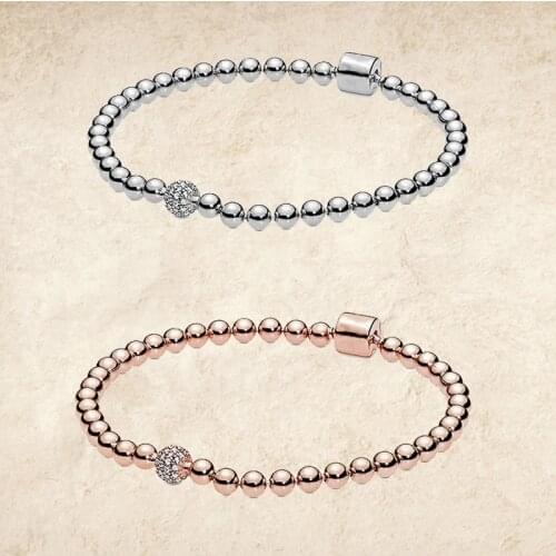 Autumn Bracelet with Rose silver 925 jewelry Beads & pave Bangles bracelets for women fit silver 925 charms beads DIY making